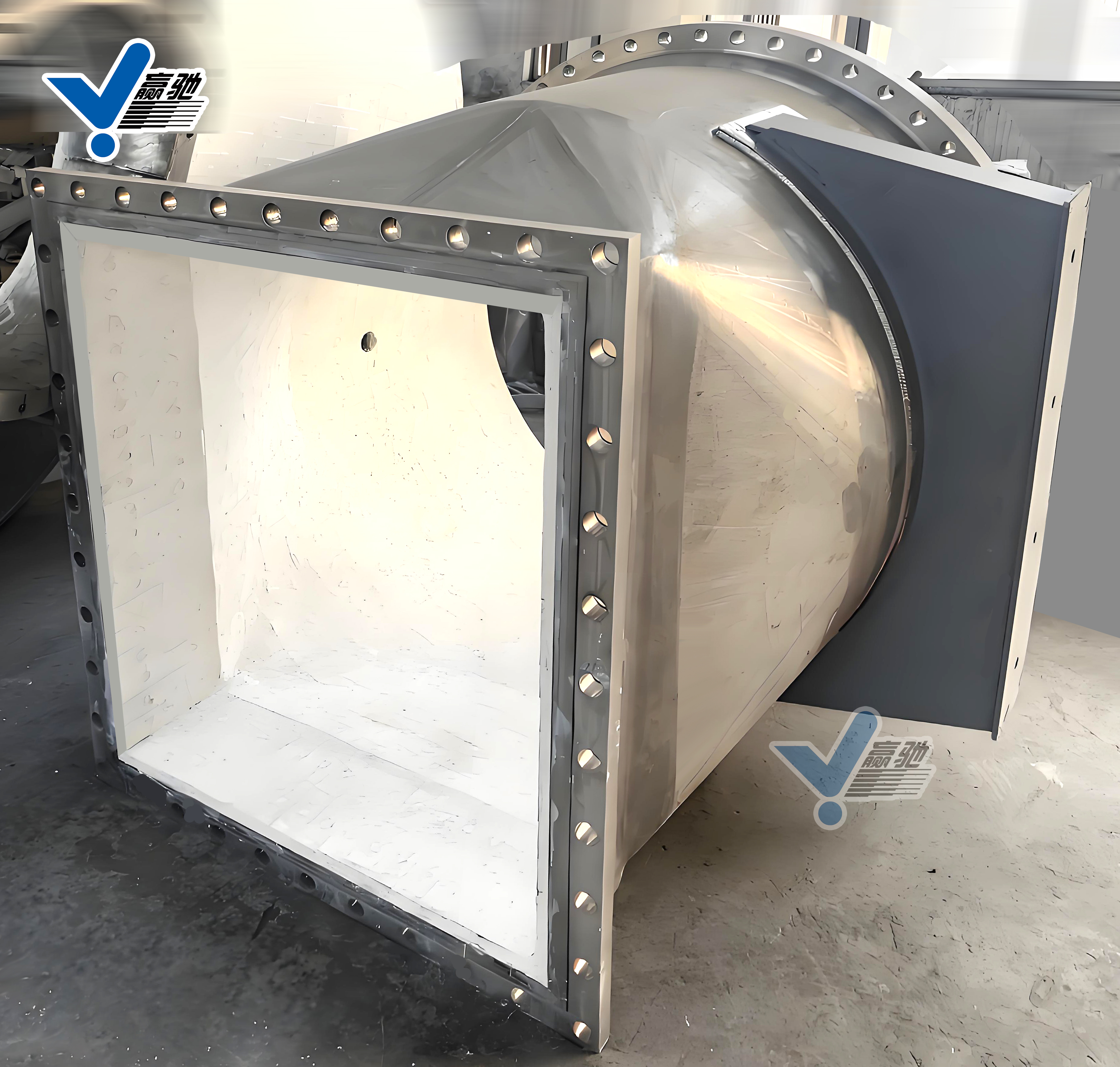 方形管道內(nèi)壁粘貼 vs 焊接氧化鋁陶瓷板 淄博贏馳陶瓷